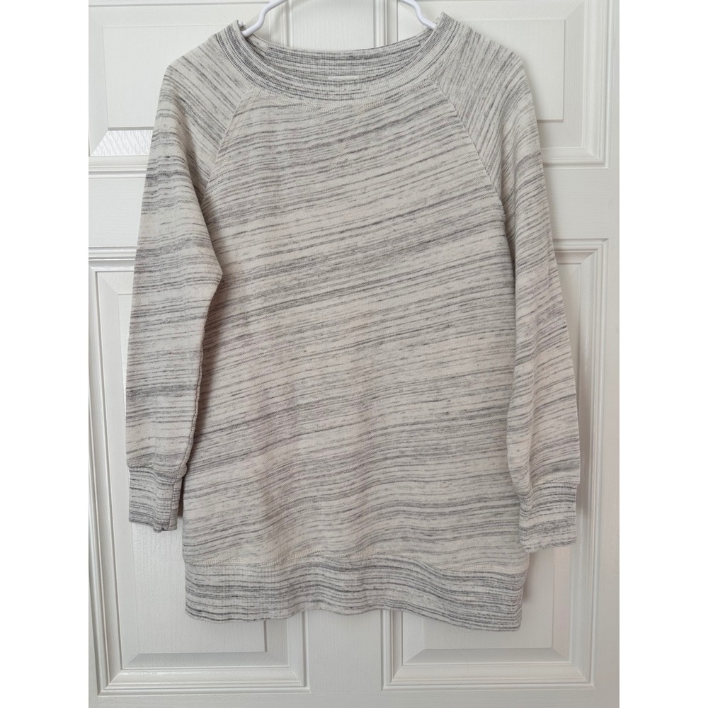 Caslon Womens Space Dye Crewneck Sweatshirt Grey White Raglan Pullover XS